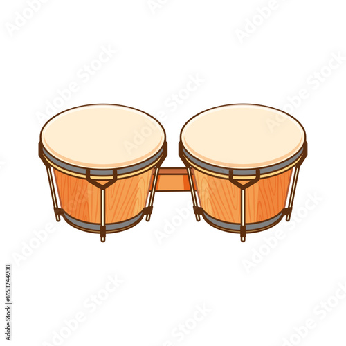 Rhythmic Resonance: A pair of meticulously illustrated bongo drums, rendered with precise detailing, stand in silent anticipation.