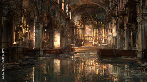 Wallpaper Mural Abandoned Grand Cathedral Interior With Flooded Floor decaying Torontodigital.ca
