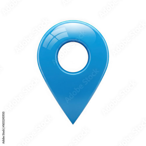Wallpaper Mural Glossy blue location pin icon with a reflective surface isolated on transparent background Torontodigital.ca