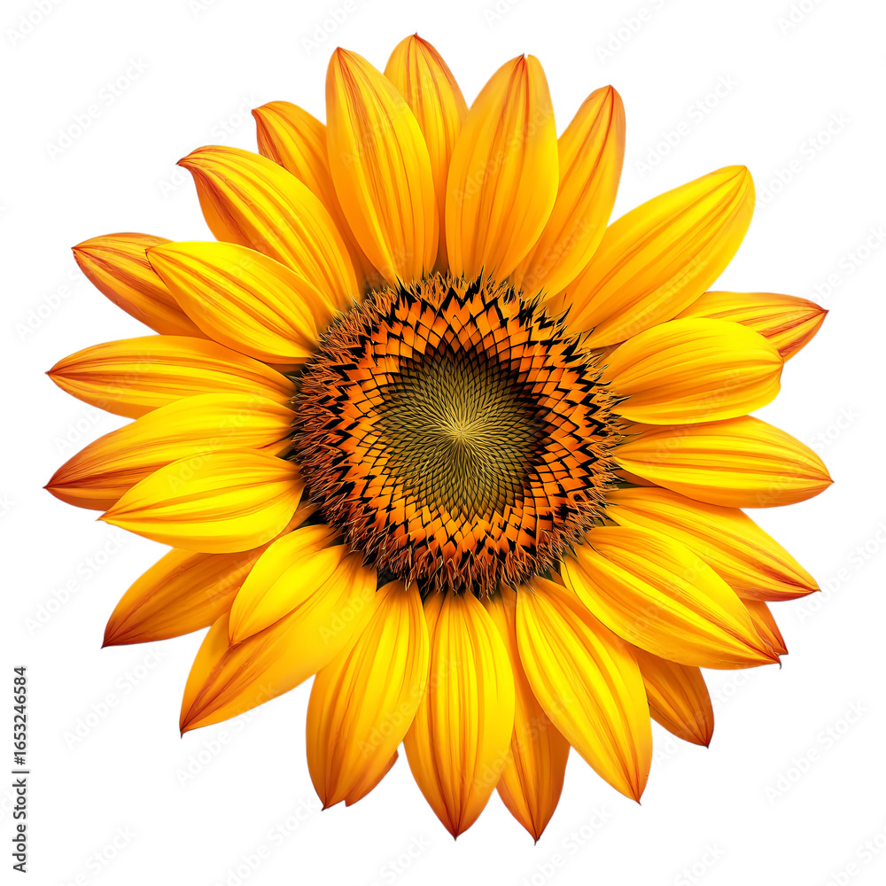 Naklejka premium A yellow fresh Sunflower isolated on transparent background