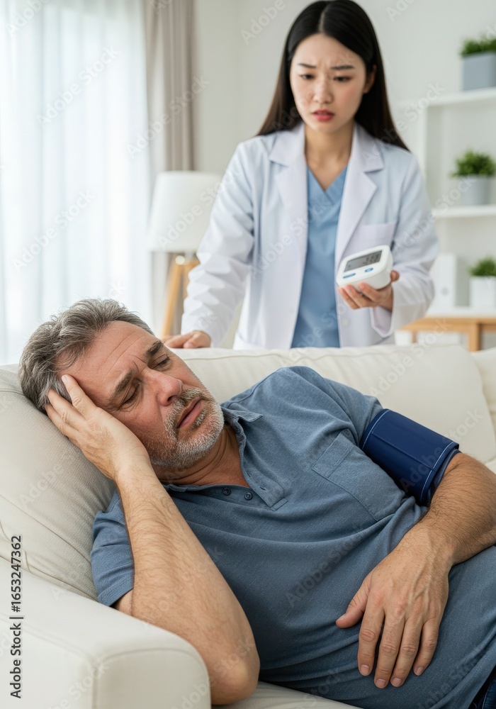 Obraz premium Females women feeling dizzy anxiety, headache migraine brain disease disorder and brain stroke and symtoms of low blood pressure