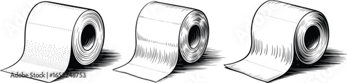 Bathroom Tissue Vector Illustration Set.