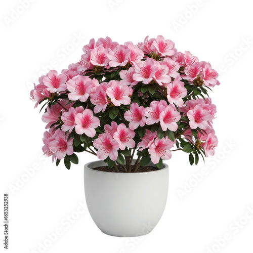 Wallpaper Mural A vibrant pink azalea plant in a simple white pot against a striking black background. Torontodigital.ca