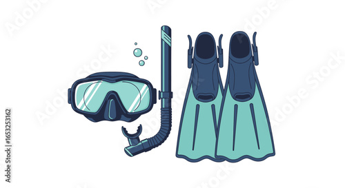 Snorkeling Gear Set: Mask Snorkel and Fins for Underwater Exploration.