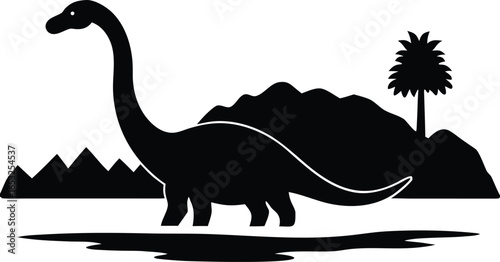  silhouette dinosaur lake stock illustrations