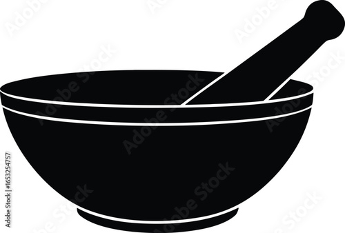  traditional indian mortar and pestle kitchen tool silhouette vector