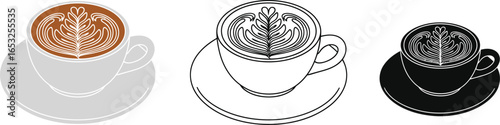 Latte art vector illustration coffee cup design elements