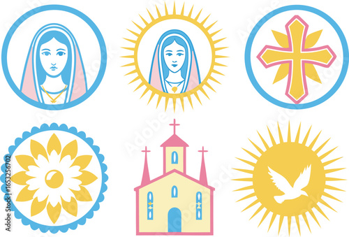 Colorful Assumption of Mary Celebration Artwork. Assumption of Mary Bavaria Saarland Illustration. Traditional Assumption of Mary Religious Design. Spiritual Assumption of Mary Holiday Artwork