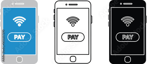 Mobile payment nfc contactless pay online banking vector set