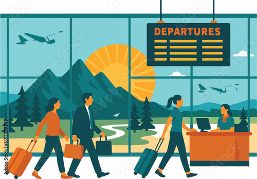 Airport Terminal Scene Vector

