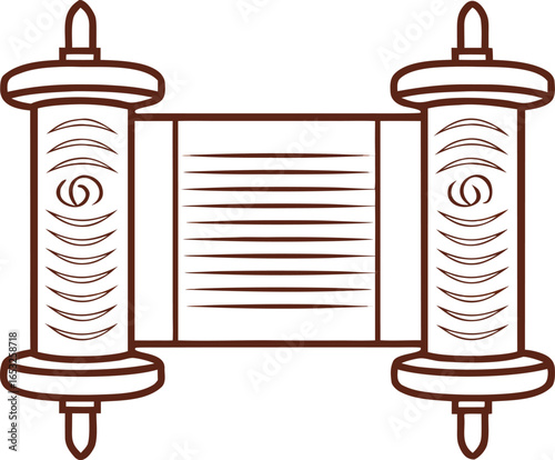 Outline Illustration Of A Torah Scroll religious jewish