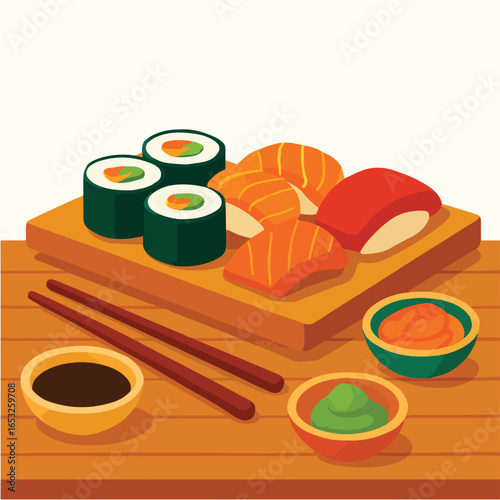 Sushi platter vector
