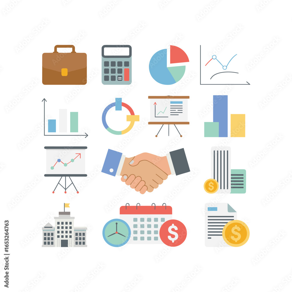 Fototapeta premium Business and finance icons collection for presentations and reports
