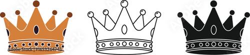 Royal crown illustration set king queen prince princess art