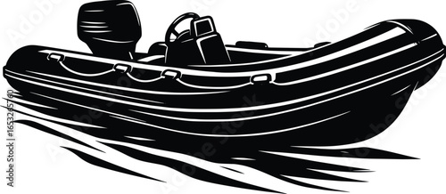 Inflatable motor boat vector illustration isolated on a white background