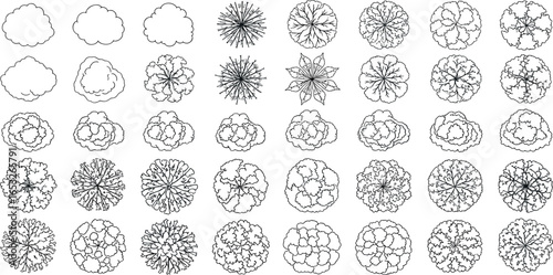 Collection of top-down tree illustrations for architectural and landscape design
