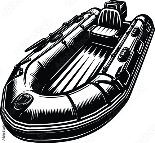 Inflatable motor boat vector illustration isolated on a white background