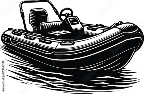 Inflatable motor boat vector illustration isolated on a white background