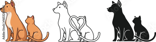 Dog and cat friendship illustration vector pet animals art