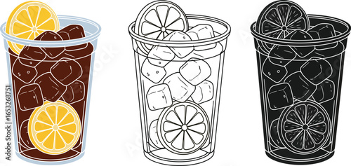 Iced lemonade drink illustration summer refreshing beverage