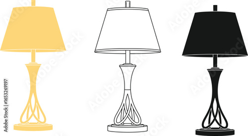 Table lamp illustration set home decor lighting design