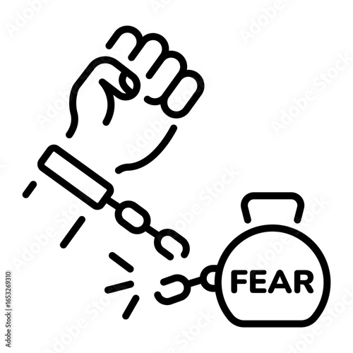 Line style icon showing fear freedom overcoming concept