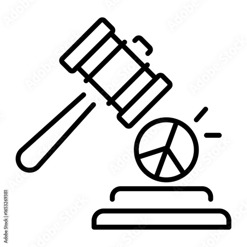 A linear icon depicting peace law and justice