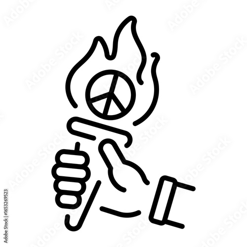 Line style icon denoting freedom torch enlightenment symbol