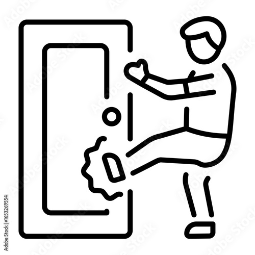 Line style icon showing breaking door liberation concept