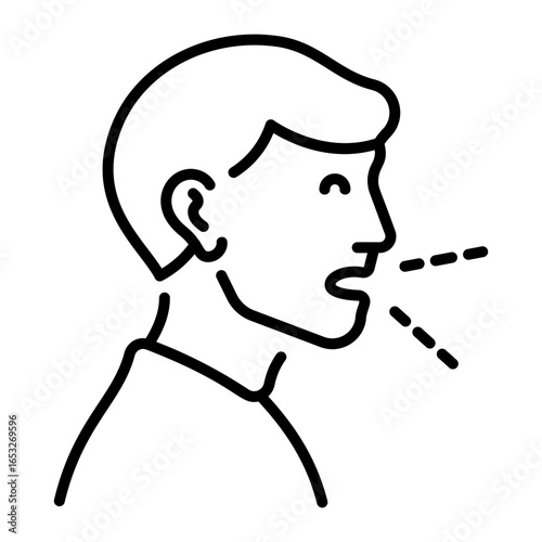 A linear style icon of speech freedom expression