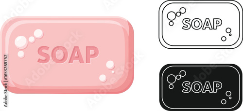 Pink soap bar illustration for hygiene and cleaning product