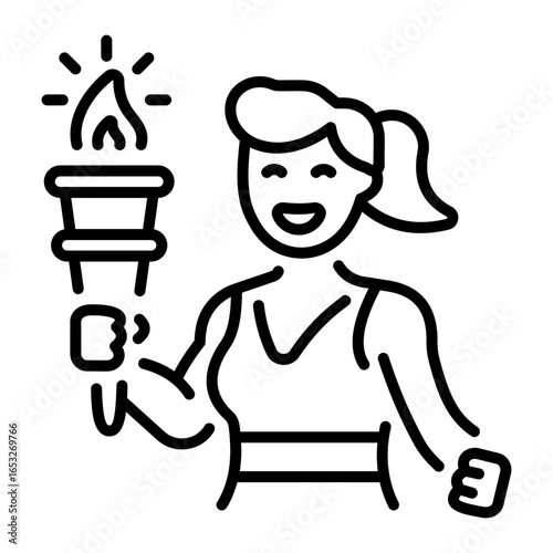 A linear icon denoting a person holding a protest torch 