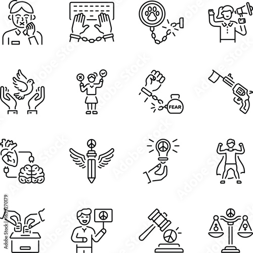 Collection of Linear Style Freedom Icons 

