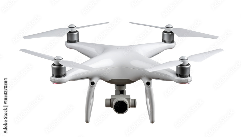 Fototapeta premium Drone PNG, Realistic Flying Quadcopter, Transparent Background, Technology Gadget and Aerial Photography Device