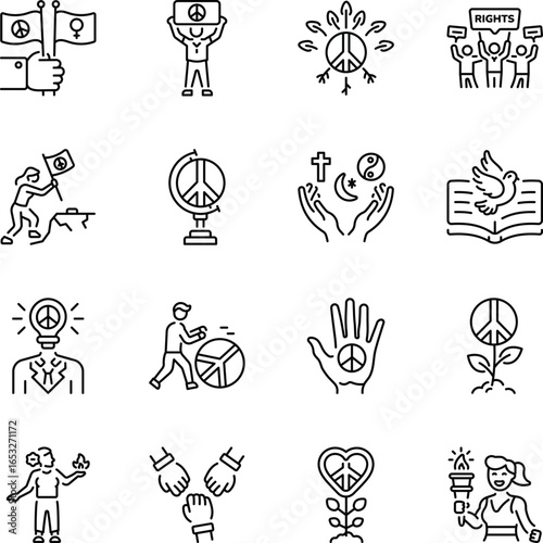 Collection of Linear Style Tranquillity Icons 