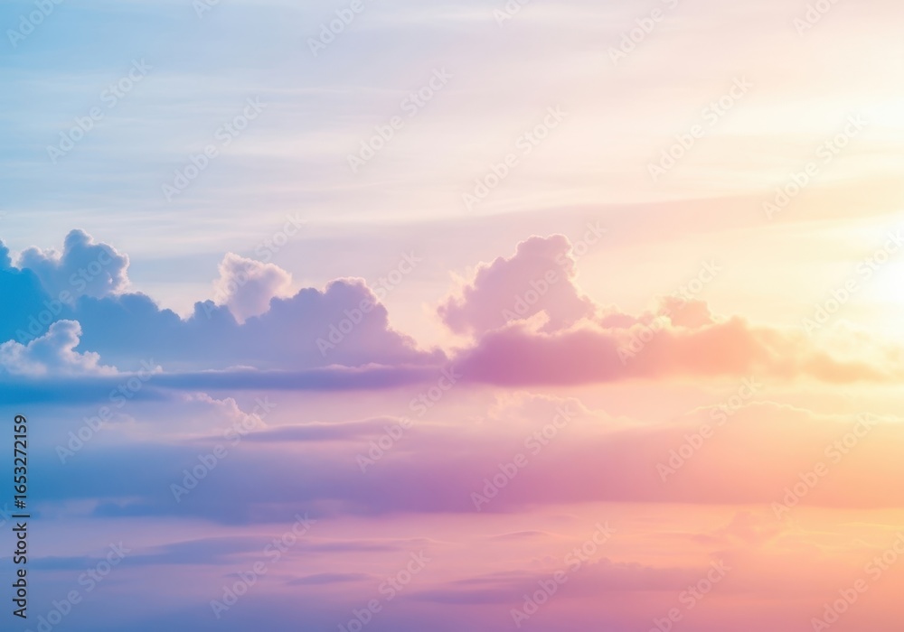 Fototapeta premium Soft sky clouds with sunset glow isolated on white background