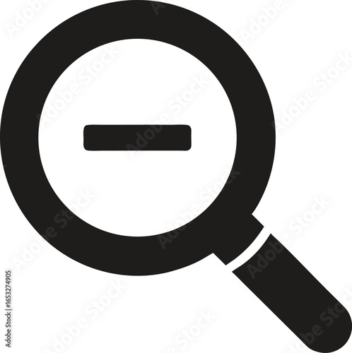 Magnifying glass with a minus sign, representing zoom out or reduction isolated on white background