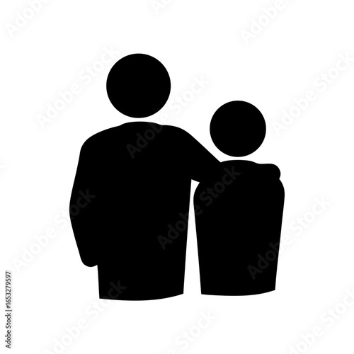 Pictogram depicting a person consoling another with a comforting hand gesture