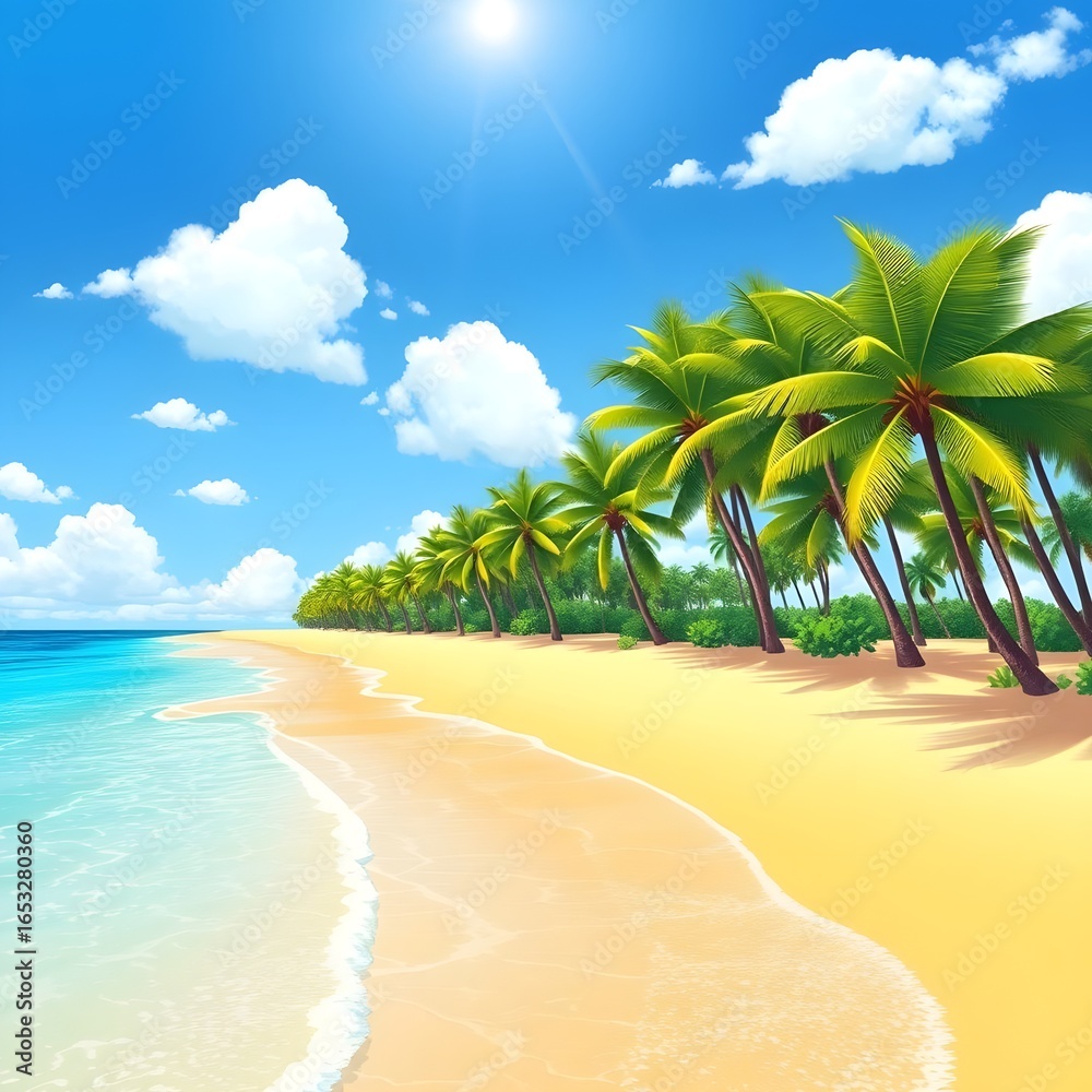 Obraz premium tropical beach with palm trees