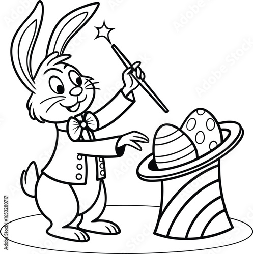 bunny with magic wand vector