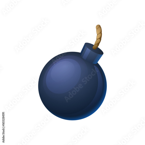 Cartoon Bomb with Lit Fuse Ready to Explode on Isolated White Background