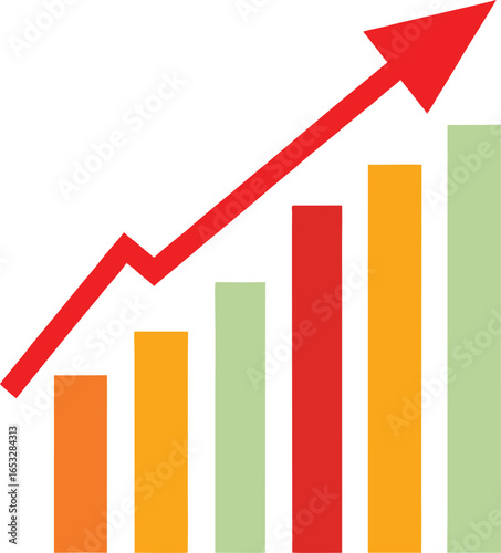 business chart with increase arrow vector design