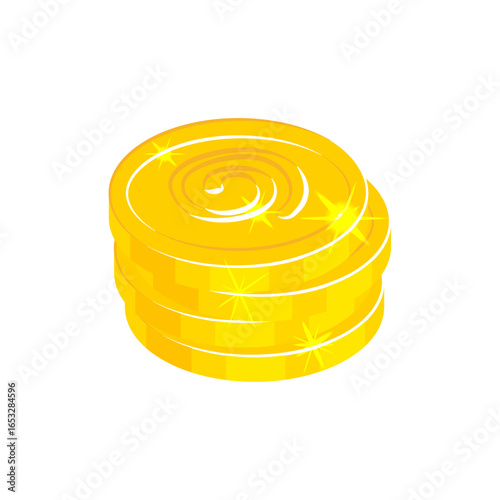Shining Stack of Golden Coins Illustration, Symbolizing Wealth, Financial Success, and Prosperity Concept.