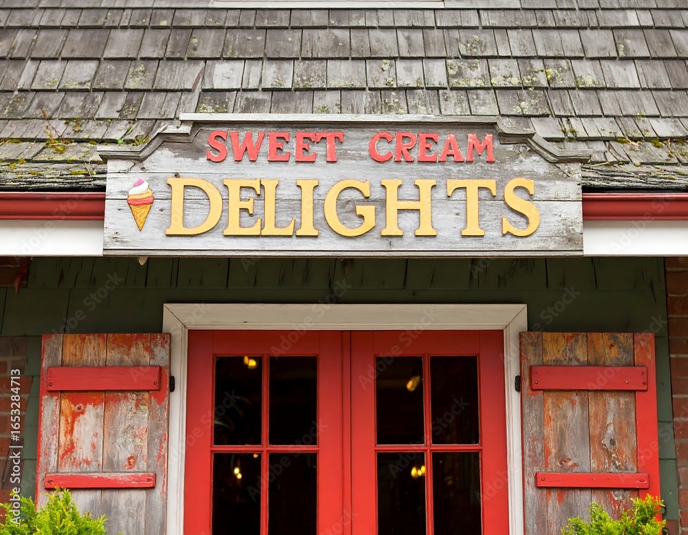 Naklejka premium Rustic ice cream shop exterior