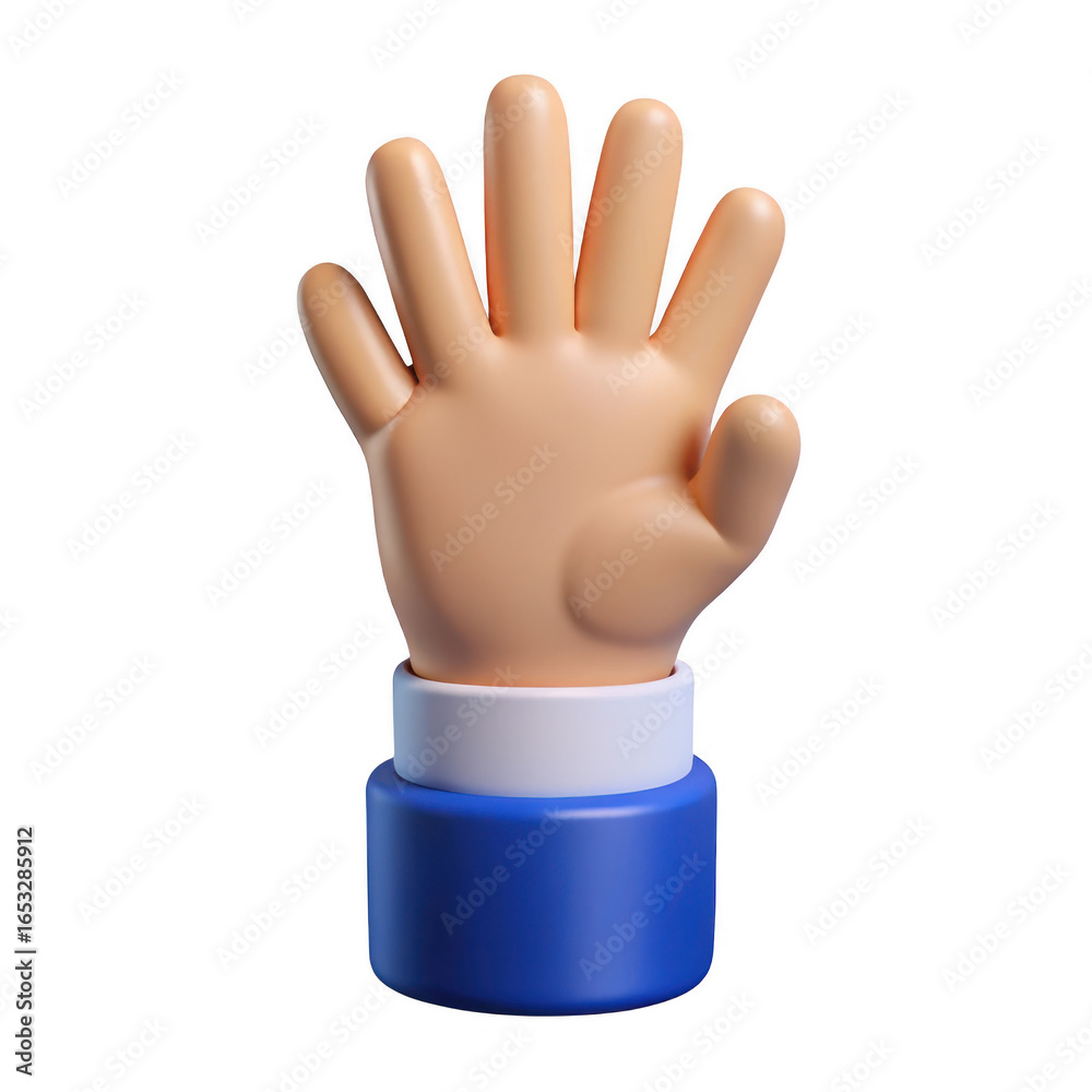 Fototapeta premium 3d cartoon hand giving a high five isolated on transparent background