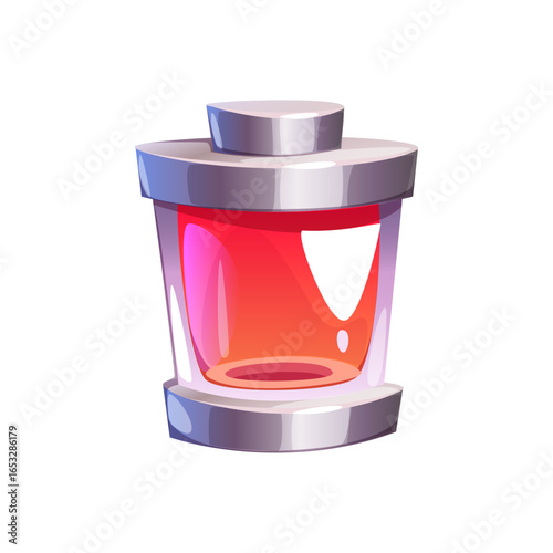 Futuristic glowing energy cell with vibrant red light, a vital sci-fi power source element.