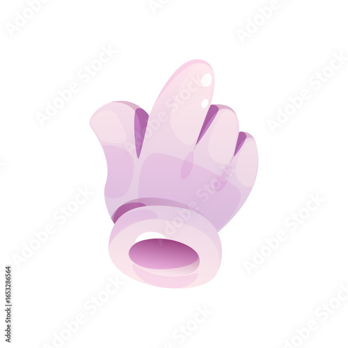 Whimsical Cartoon Purple Glove Graphic, Soft Rounded Digital Illustration, Playful Hand Protection