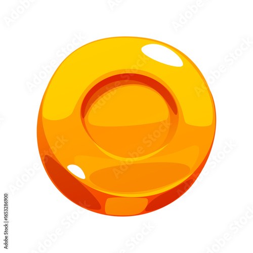 Glossy, stylized illustration of an orange, hard-candy confection on a white background