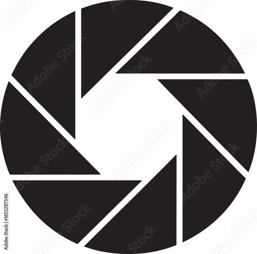 Camera Aperture Vector Graphic: Photography Lens Diaphragm Icon with Adjustable Opening