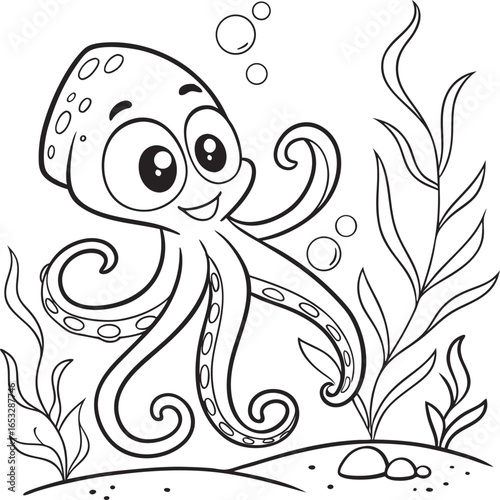 octopus cartoon vector for coloring page